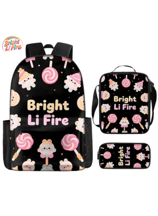 واضح من النار حقيبة كرتونية من ثلاث قطع، يسهل التعامل معها في مناسبات مختلفة (متوفرة للطلاب والأطفال والأصدقاء في النزهايات وتسلق الجبال والتعليم المدرسي وما إلى ذلك) | الكتفين + حقائب اليد + حقائب القرطاسية | موسم العودة إلى المدرسة / هدايا المهرجان - 40 - Image 1