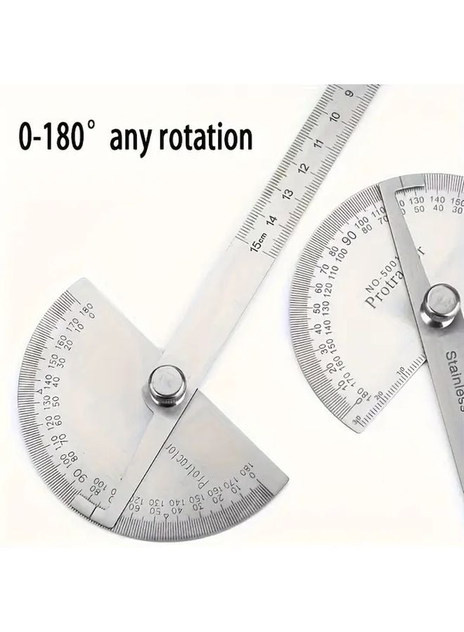 Adjustable Stainless Steel Angle Ruler 180 Degree Foldable Half Circle Design 1pc - Image 4