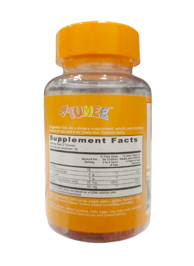 Vitamin C Gumee 60 Tumees Delicious Orange Flavor, Vegan And Gelatin Free