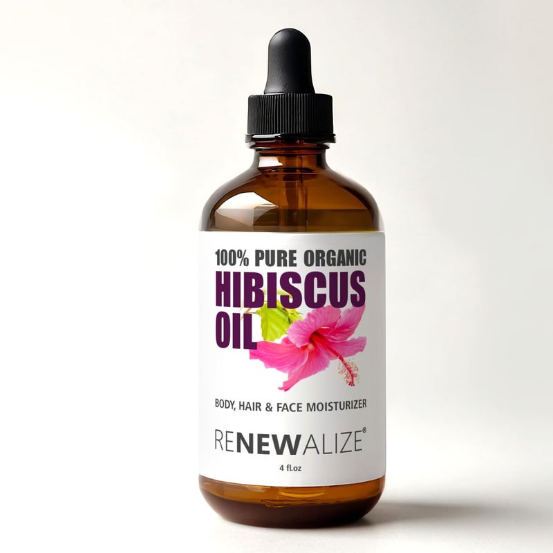 Renewalize Virgin Organic HIBISCUS SEED OIL  Unrefined Cold Pressed 100 Percent Pure  Large 4 fl oz bottle  All Natural Anti Aging and Hair Growth oil