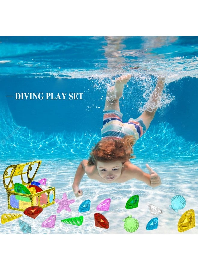 MGparty 24Pcs Diving Gem Pool Toys Colorful Diamonds Set With Treasures Pirate Box Summer Toy Underwater Swimming Toys For Boys And Girls Pool Games Water Toys - Image 3