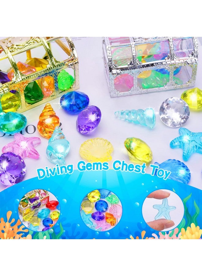 MGparty 24Pcs Diving Gem Pool Toys Colorful Diamonds Set With Treasures Pirate Box Summer Toy Underwater Swimming Toys For Boys And Girls Pool Games Water Toys - Image 2