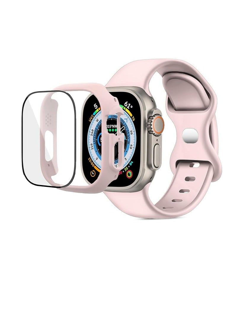 and with Case For Apple Watch 46mm,Adjustable Silicone Sport Wristband Replacement, Strap With Cover Built-in Glass Screen Protector for iWatch S10. - Image 1