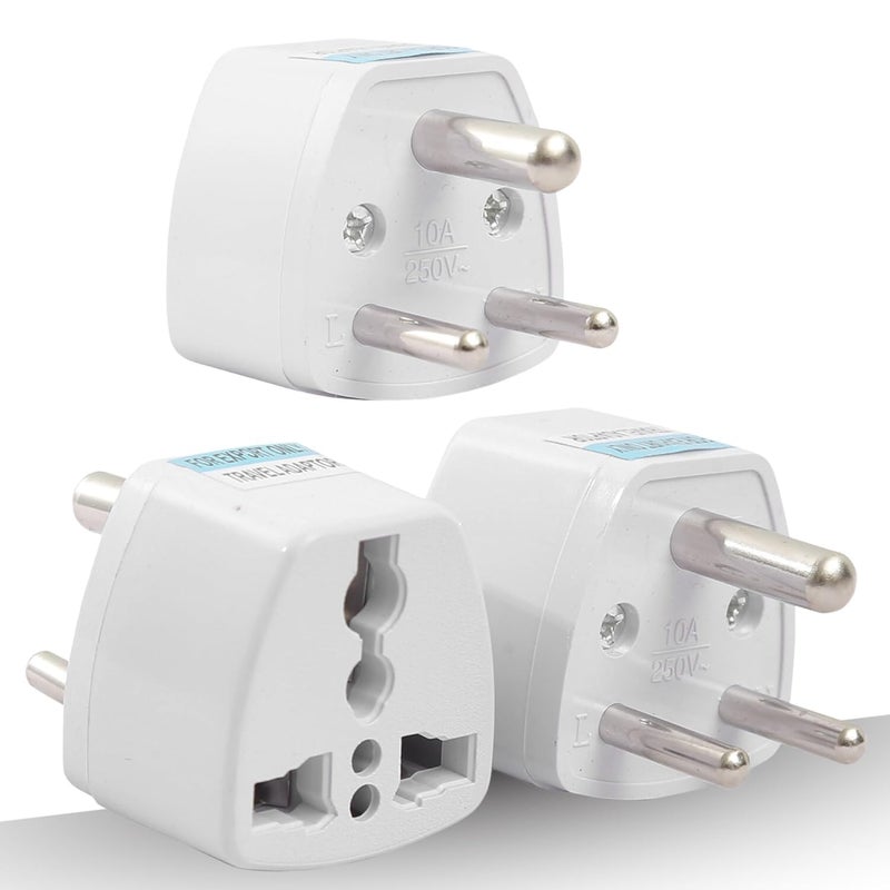 Mooka India Converter Plug 3Pin (Pack of 3) World (USA, UK, Canada, Europe, and More) to India Travel Adapter Plug -Type D Adaptor Plug Socket Perfect for Foreign Devices to use in India - Image 1