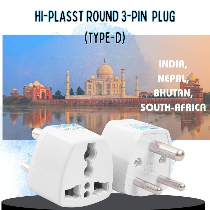 Mooka India Converter Plug 3Pin (Pack of 3) World (USA, UK, Canada, Europe, and More) to India Travel Adapter Plug -Type D Adaptor Plug Socket Perfect for Foreign Devices to use in India - Image 4