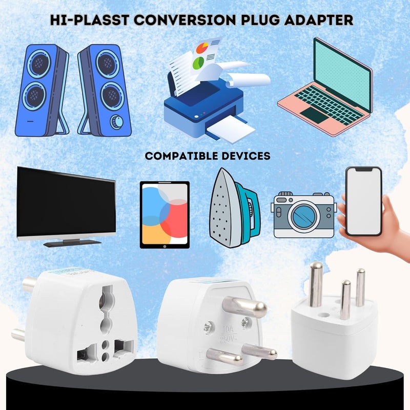 Mooka India Converter Plug 3Pin (Pack of 3) World (USA, UK, Canada, Europe, and More) to India Travel Adapter Plug -Type D Adaptor Plug Socket Perfect for Foreign Devices to use in India - Image 3