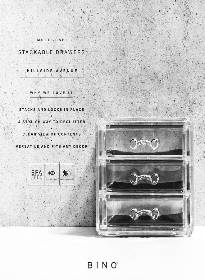 BINO THE MANHATTAN SERIES Acrylic Makeup Drawer Organizer- 2 Drawer Small | Clear Beauty Organizers and Storage| Cosmetic & Makeup Drawer| Home Organization| Jewelry & Vanity Accessories Drawer - Image 2