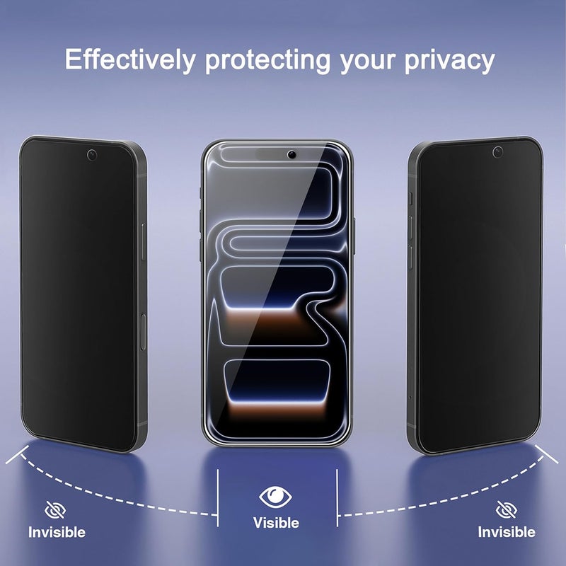 Ailun 3Pack for iPhone 17 Pro Privacy Screen Protector [6.3 inch]+ 3Pack Camera Lens Protector with Installation Frame,Dynamic Island Compatible,Anti Spy Tempered Glass[Not for iPhone 17/17ProMax/Air] - Image 2