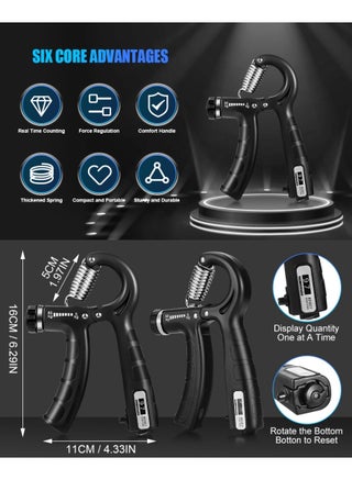 7 Pack Hand Grip Strengthener Trainer Kit, Wrist Exerciser Strengthener Trainer, Hand Grip Strengthener, Hand Extension Exerciser, Finger Stretcher, Stress Relief Ball Forearm Workout Ring for Muscle Building Recover - view 2
