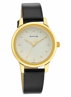 Sonata Women's Analog Round Shape Leather Wrist Watch 8178YL02 - 38 Mm  - Image 1
