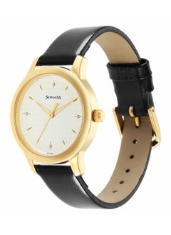 Sonata Women's Analog Round Shape Leather Wrist Watch 8178YL02 - 38 Mm  - Image 2
