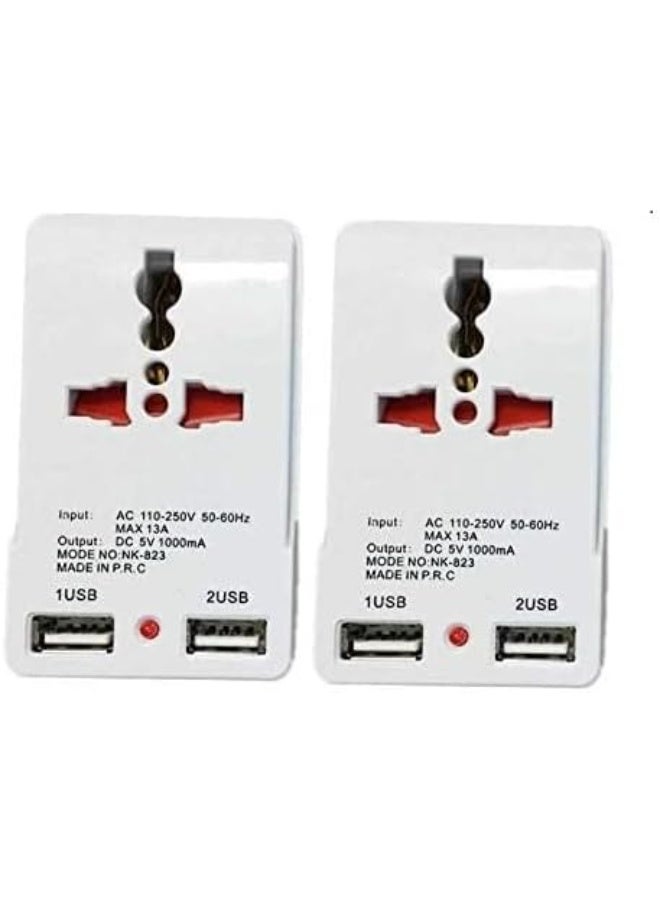 Travel plug adapter from America to India, Pakistan, Bangladesh, South Africa and travel - 2 universal input ports and 2 USB ports