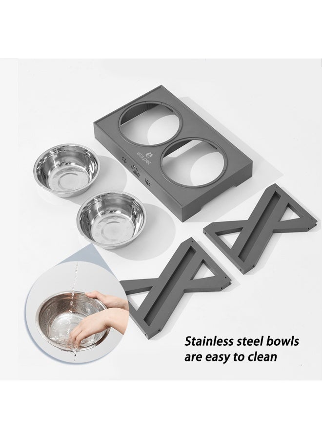 ILovhaprty 2-in-1 Elevated Slow Feeder Dog Bowls with No Spill Dog Water Bowl Pet Water and Food Bowl Elevated Adjustable Dog Bowl Stand with 2 Stainless Steel-Feed Bowls - Image 4