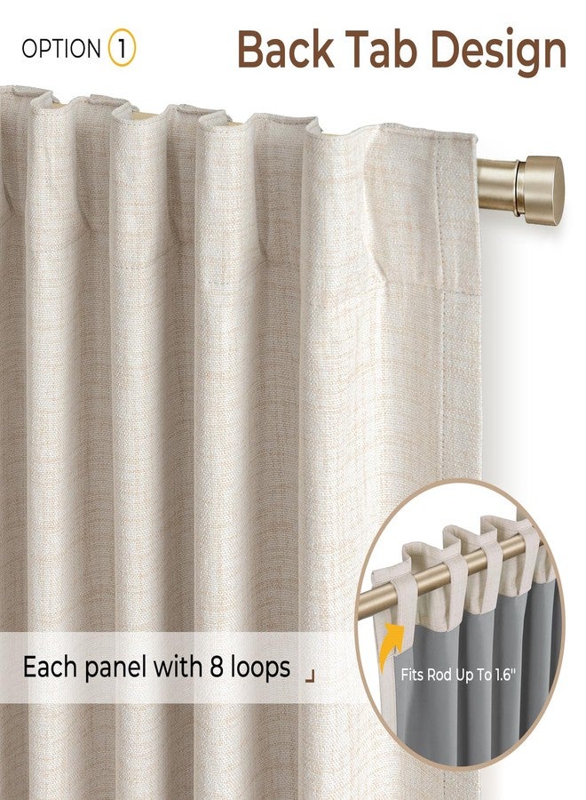INOVADAY 100% Blackout Curtains for Bedroom, Thermal Insulated Linen Blackout Curtains 96 Inch Length 2 Panels Set, Back Tab/Rod Pocket Room Darkening Curtains for Bedroom, Nursery - Cream, W50 X L96 - Image 3