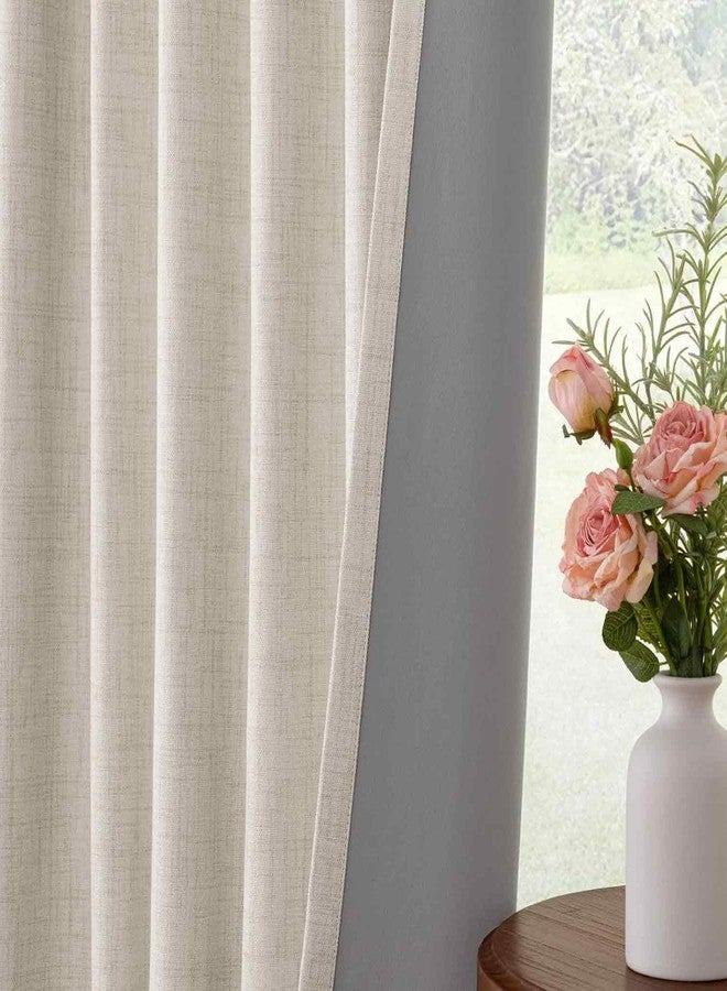 INOVADAY 100% Blackout Curtains for Bedroom, Thermal Insulated Linen Blackout Curtains 96 Inch Length 2 Panels Set, Back Tab/Rod Pocket Room Darkening Curtains for Bedroom, Nursery - Cream, W50 X L96 - Image 5