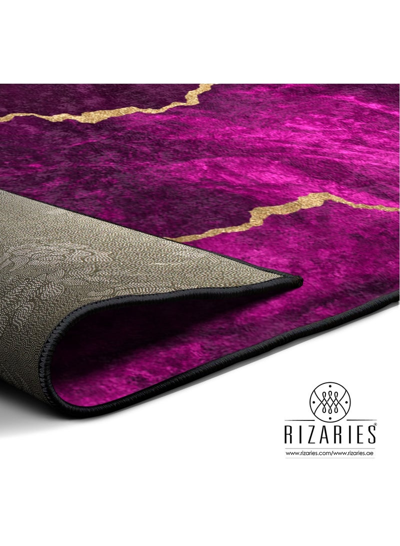 RIZARIES مركز تجميل تجريدي باللونين الأرجواني والذهبي (سجادة) - Image 4