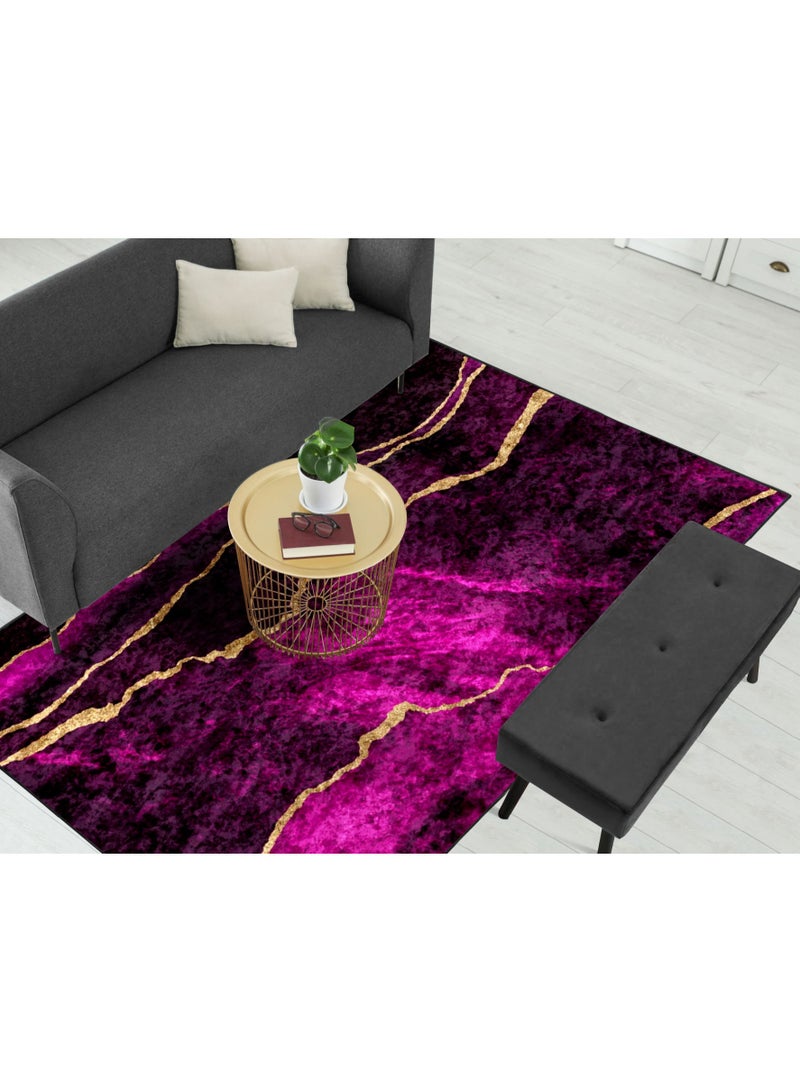 RIZARIES مركز تجميل تجريدي باللونين الأرجواني والذهبي (سجادة) - Image 3