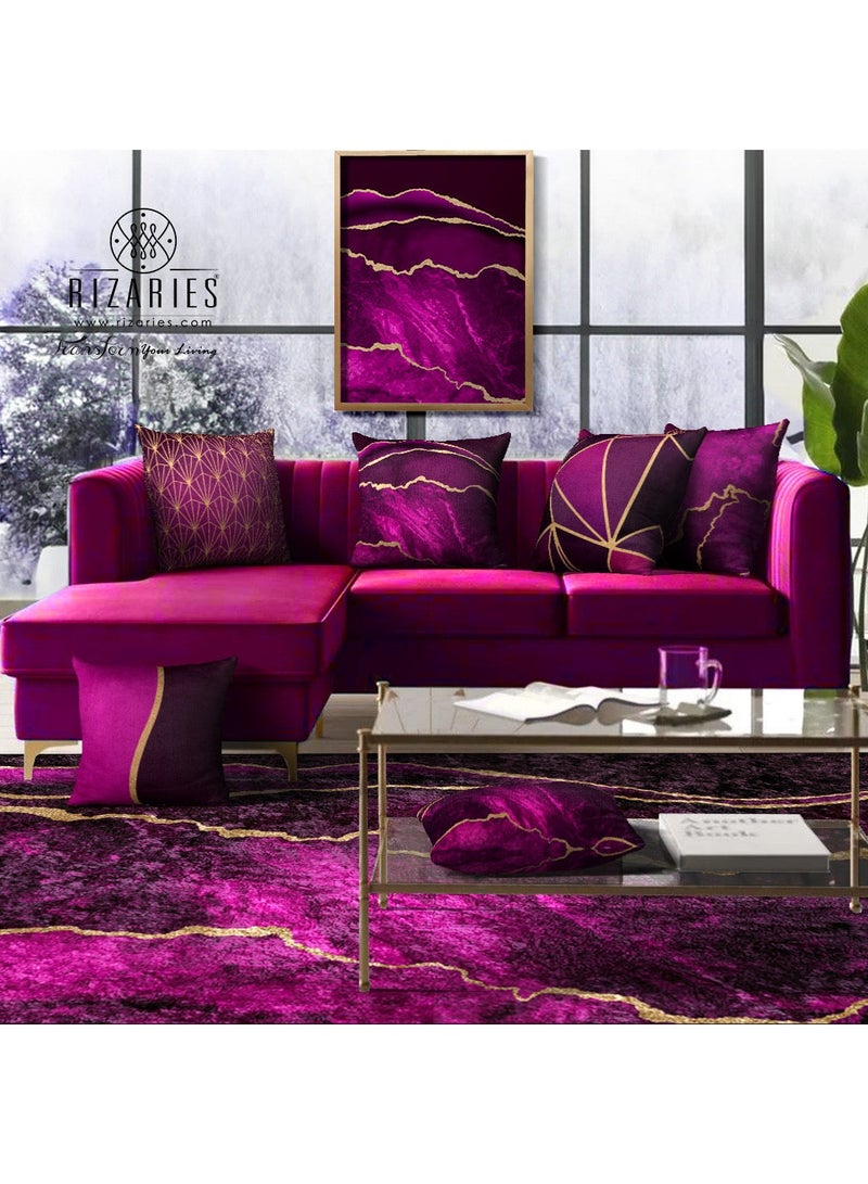 RIZARIES مركز تجميل تجريدي باللونين الأرجواني والذهبي (سجادة) - Image 2