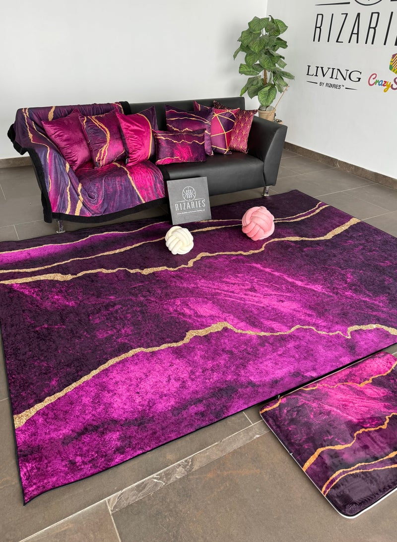 RIZARIES مركز تجميل تجريدي باللونين الأرجواني والذهبي (سجادة) - Image 1