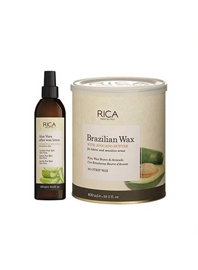 RICA Brazilian Wax & Lotion Combo(1 Rica Wax 800 Ml, 1 Rica After Wax Lotion For Women, 250 Ml, Pack Of 1) - Image 1