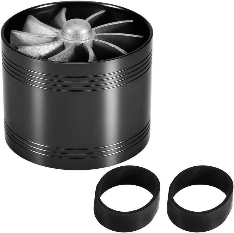 woobles Car Air Intake Turbonator Single Fan Turbine Super Charger Gas Fuel Saver Turbo 64mm(Black) - Image 1