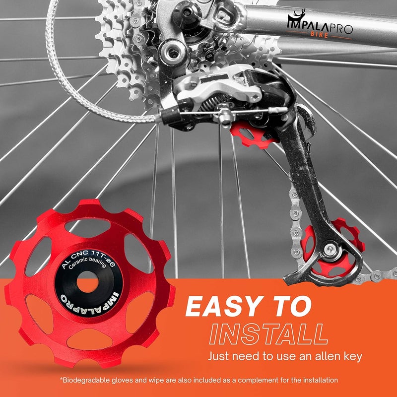 IMPALAPRO Bike Set of 2 Ceramic Jockey Wheels 11t - Derailleur Pulley - Shimano Jockey Wheels 11 Speed - Sram Pulley - Image 5