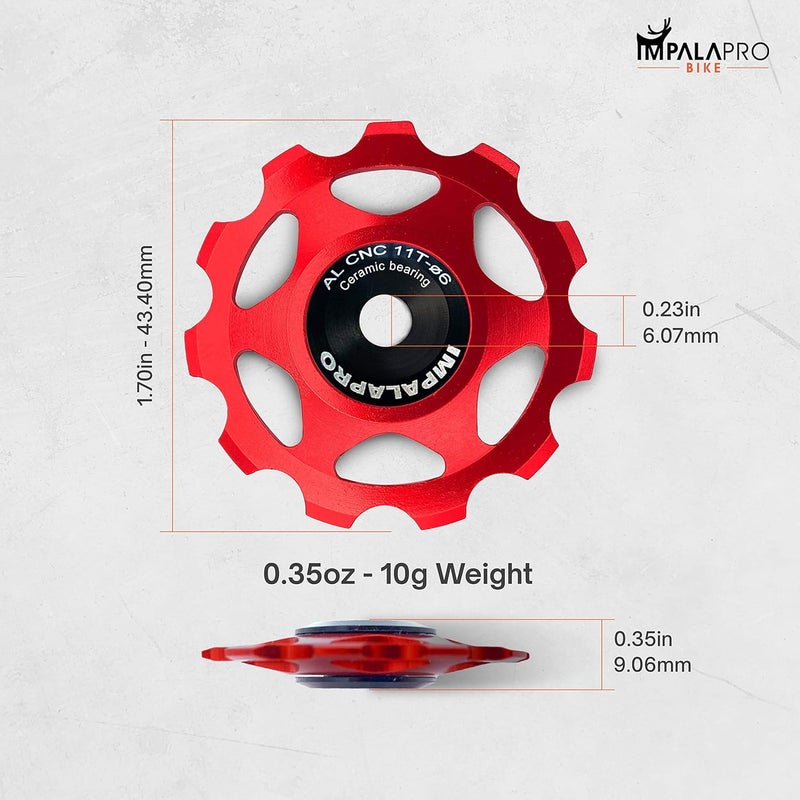 IMPALAPRO Bike Set of 2 Ceramic Jockey Wheels 11t - Derailleur Pulley - Shimano Jockey Wheels 11 Speed - Sram Pulley - Image 4