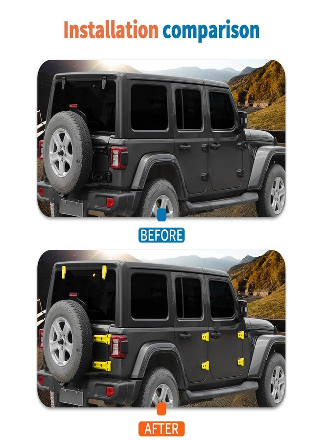 JeCar 13pcs Full Set Yellow Door Hinge Covers Trim Kit for 2018-2024 2025 Up Jeep Wrangler JL 4 Door - Image 3