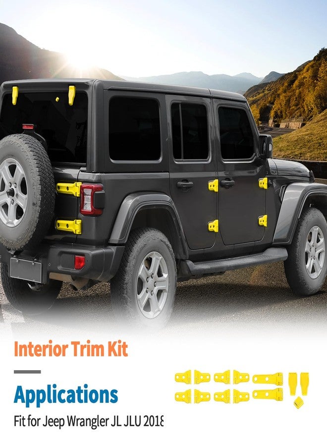 JeCar 13pcs Full Set Yellow Door Hinge Covers Trim Kit for 2018-2024 2025 Up Jeep Wrangler JL 4 Door - Image 2
