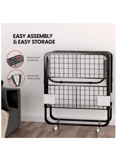 SKY-TOUCH Folding Bed With Memory Foam Mattress Portable Foldable Beds Strong Sturdy Frame Rollaway Beds For Home And Office 75X31X16 Cm  - Image 3