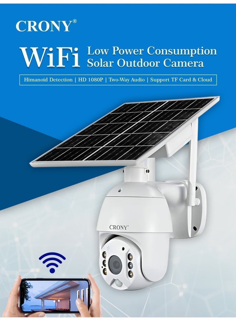 كروني كاميرا Rbx-S10 منخفضة الطاقة تعمل بالواي فاي تعمل بالطاقة الشمسية بدقة 1080 بكسل عالية الدقة تعمل بالطاقة الشمسية للمراقبة الخارجية وكاميرا CCTV مقاومة للماء للمنزل الذكي ونظام إنذار صوتي ثنائي الاتجاه ضد التسلل - Image 2