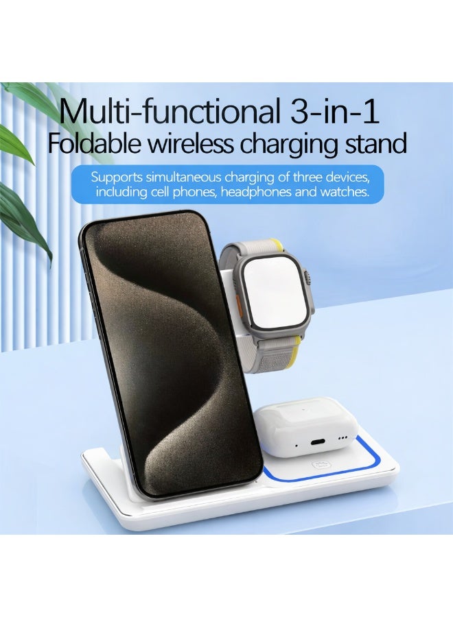 TaimAs 3-in-1 Foldable Wireless Charging Stand – Fast Charging Dock for iPhone, Apple Watch & AirPods - Image 2