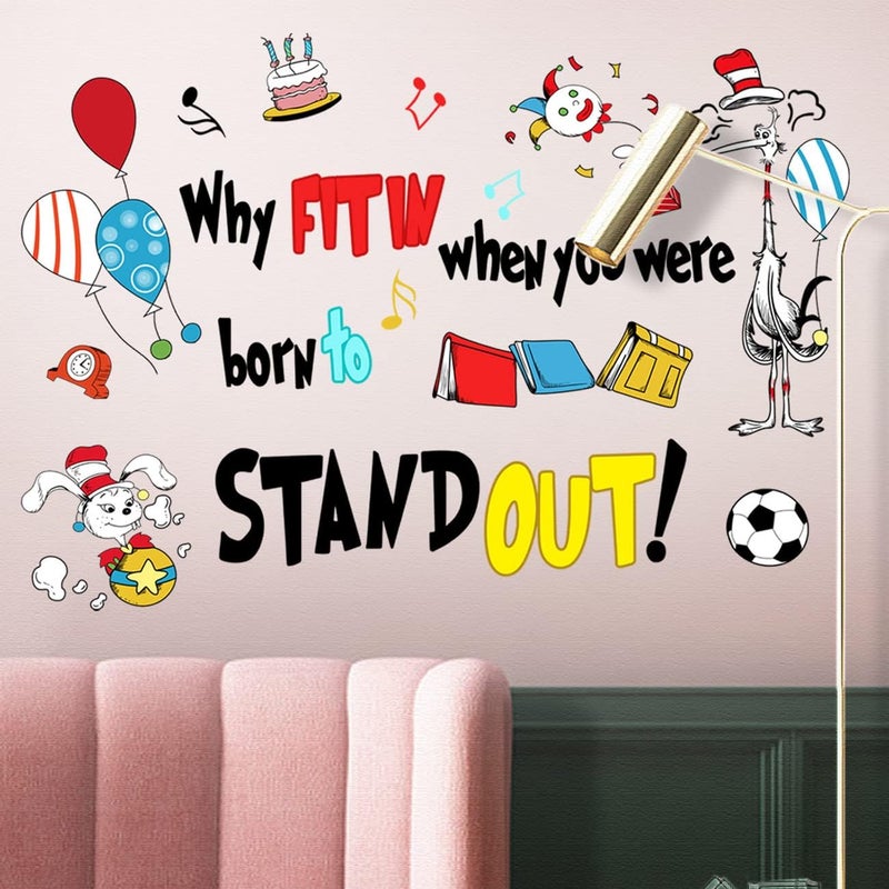 Maydahui Why Fit in When You were Born to Stand Out Wall Decal Dr Seuss Quote Wall Vinyl Sticker 212 x 306 Inch Peel Stick Removable Kids Room Art Mural Decor for Baby Bedroom Nursery Classroom - Image 5