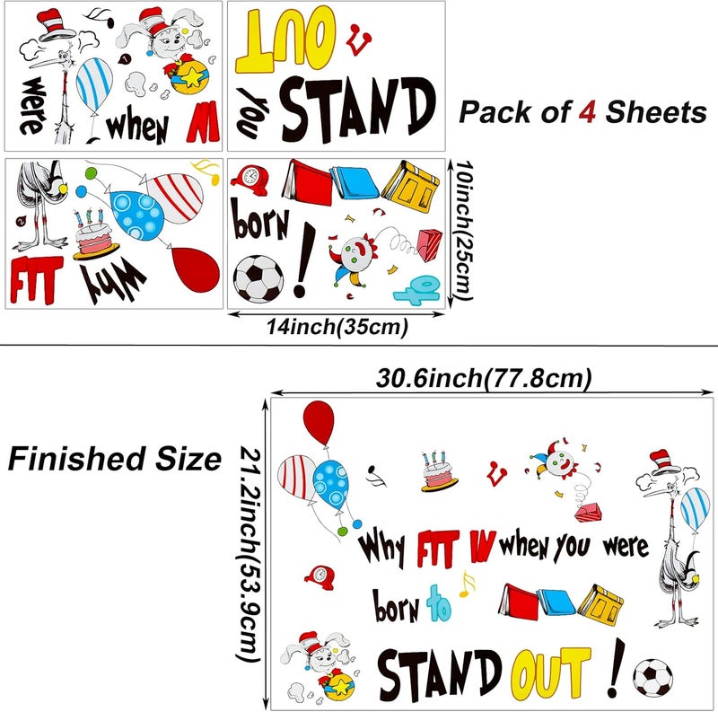 Maydahui Why Fit in When You were Born to Stand Out Wall Decal Dr Seuss Quote Wall Vinyl Sticker 212 x 306 Inch Peel Stick Removable Kids Room Art Mural Decor for Baby Bedroom Nursery Classroom - Image 3