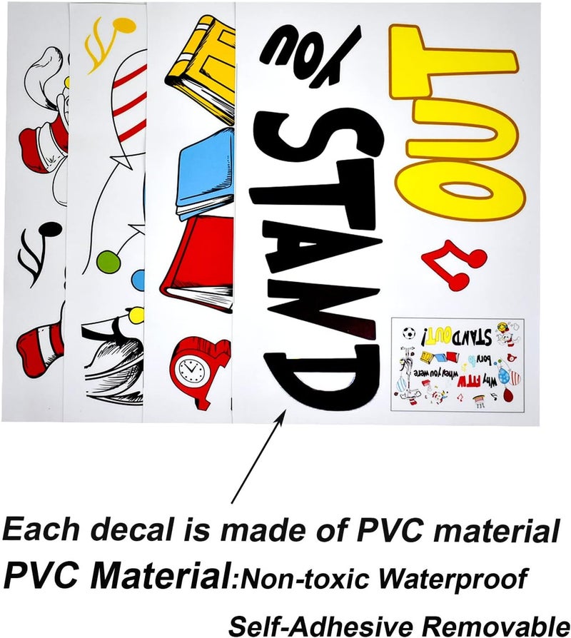 Maydahui Why Fit in When You were Born to Stand Out Wall Decal Dr Seuss Quote Wall Vinyl Sticker 212 x 306 Inch Peel Stick Removable Kids Room Art Mural Decor for Baby Bedroom Nursery Classroom - Image 4