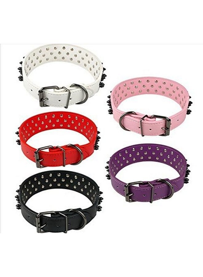 Dogs Kingdom Dogs Kingdom Leather Black Spiked Studded Dog Collar 2" Wide, 31 Spikes 52 Studdeds Pit Bull, Boxer Collar - Image 3