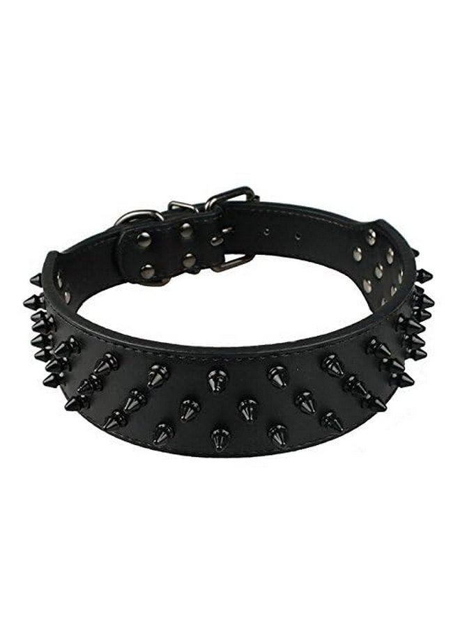 Dogs Kingdom Dogs Kingdom Leather Black Spiked Studded Dog Collar 2" Wide, 31 Spikes 52 Studdeds Pit Bull, Boxer Collar - Image 1