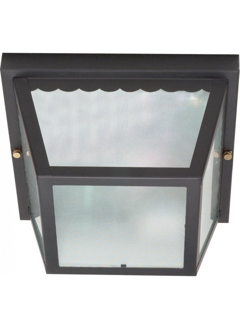 Nuvo Nuvo 60473 Metal Frame Carport Flush Mount with Textured Frosted Glass Black 