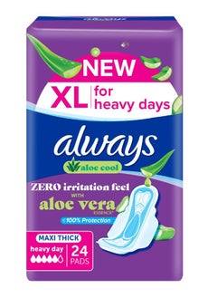 Maxi Thick XL Sanitary Pads With Wings Aloe Infused 24 Pcs
