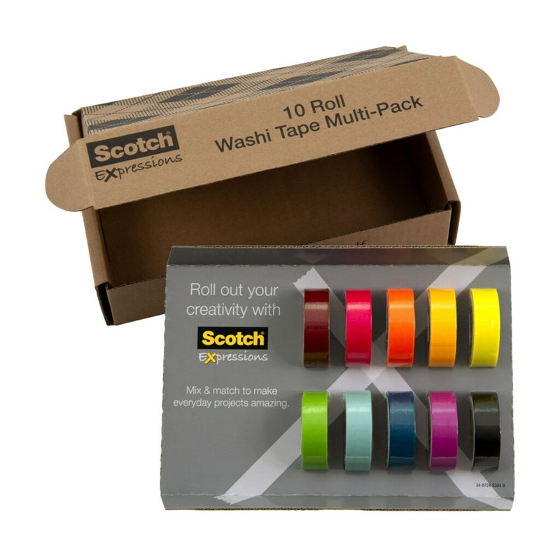 Scotch Washi Tape, 10 Rolls, Great for Use in Bullet Journal, School Supplies, Craft Supplies, and Teacher Appreciation Gifts (C317-10-SIOC) - Image 2