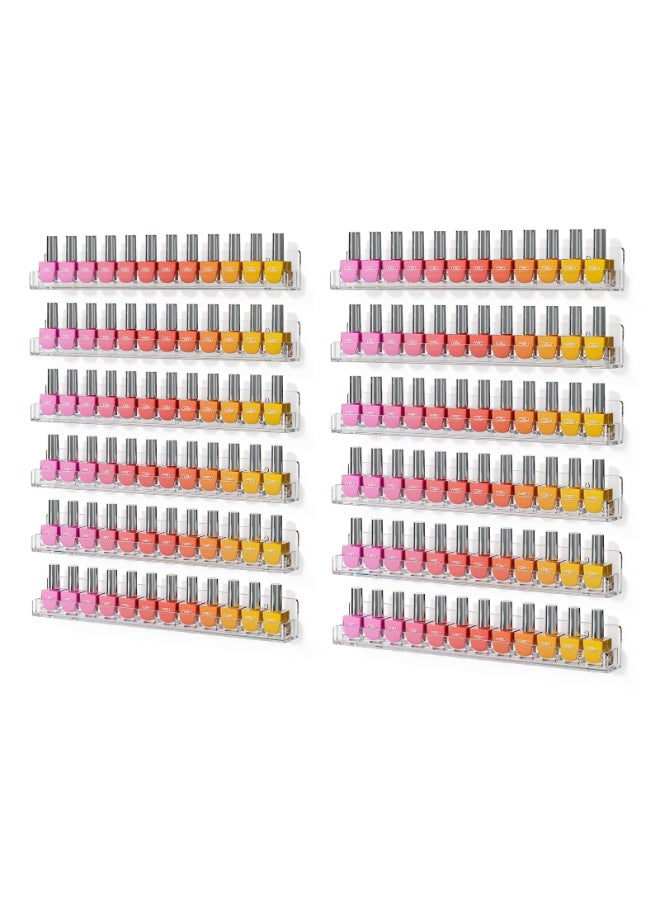 FEMELI Acrylic Clear Nail Polish Wall Rack 12pcs Organizer Holder Display Shelves 15 Inch - Image 3