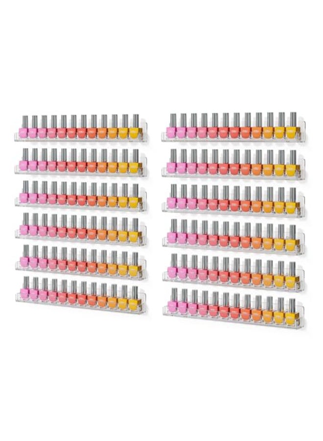 FEMELI Acrylic Clear Nail Polish Wall Rack 12pcs Organizer Holder Display Shelves 15 Inch - Image 1