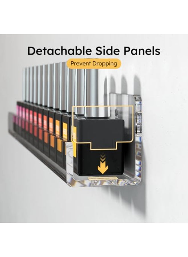FEMELI Acrylic Clear Nail Polish Wall Rack 12pcs Organizer Holder Display Shelves 15 Inch - Image 4