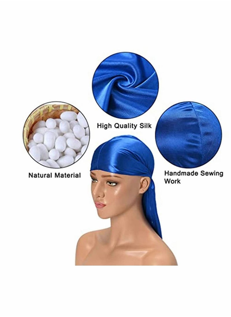 SYOSI - 8 Pack Silk for Durag for Men and Women Satin Silky Long Tail Headwrap for Durag Breathable Turban Hat, Stocking Cap Satin Sliky Long Wide Straps for Durag Pirate Hat - Image 1