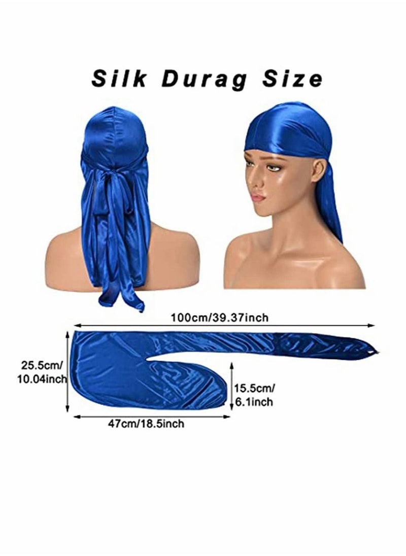 SYOSI - 8 Pack Silk for Durag for Men and Women Satin Silky Long Tail Headwrap for Durag Breathable Turban Hat, Stocking Cap Satin Sliky Long Wide Straps for Durag Pirate Hat - Image 1