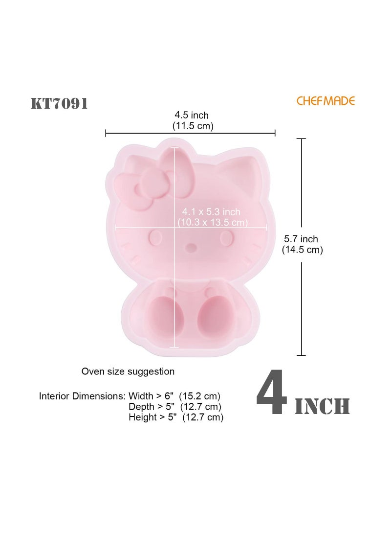 chefmade Hello Kitty Cake Pan 4 Inch Non Stick Stereo Silicone Cake Mold - Image 2