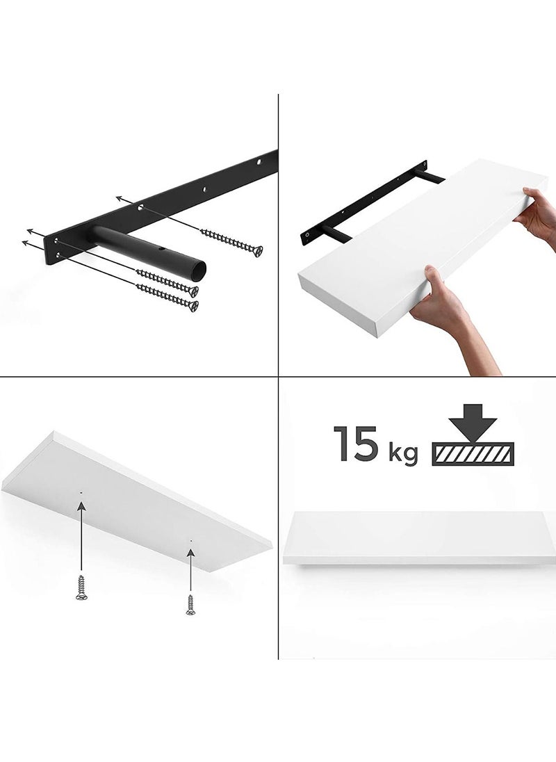 VASAGLE VASAGLE White LWS28WT Floating Wall Shelf MDF for Photos, Decorations, Living Room, Kitchen, Hallway, Bedroom, Bathroom (80x20x4cm)  - Image 5