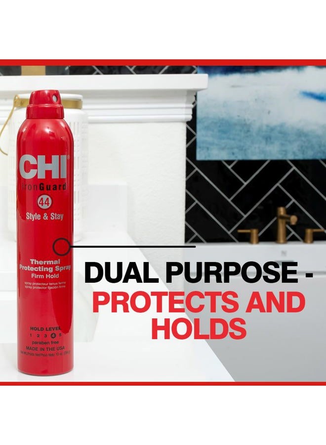 CHI 44 سبراي حماية من الحديد ستايل آند ستاي فيرم هولد، واقي حراري وسبراي للشعر لتثبيت طويل الأمد، خالي من الكبريتات والبارابين، 10 أونصة - Image 4