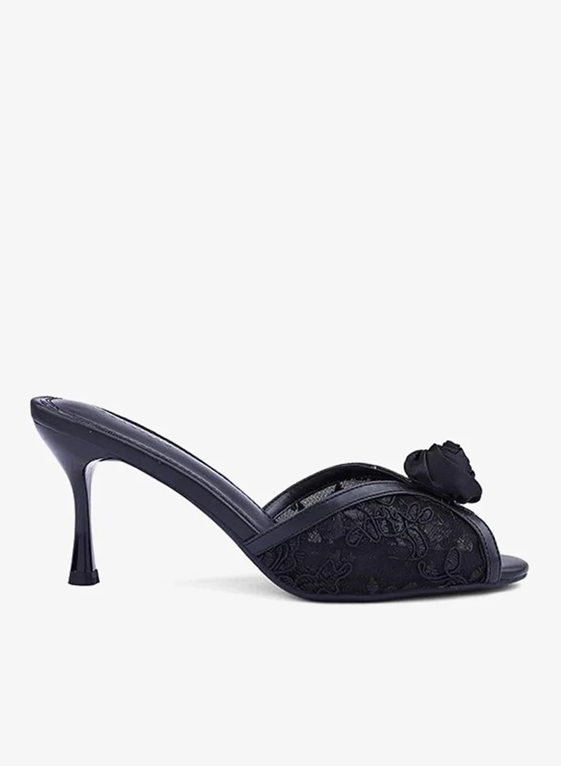 IconStyle Embroidered Open-Toe Mule Heels