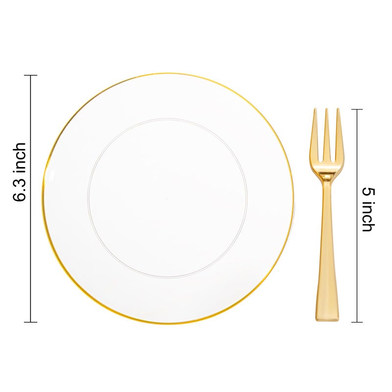 Festiva 200Pcs Clear Plastic Dessert Plates Disposable 6.3" with Plastic Forks 5" - Small Clear Plates-Dessert/Cake/Appetizer Plates for Birthday/Easter Party & Wedding - Serve for 100Guests - Image 2
